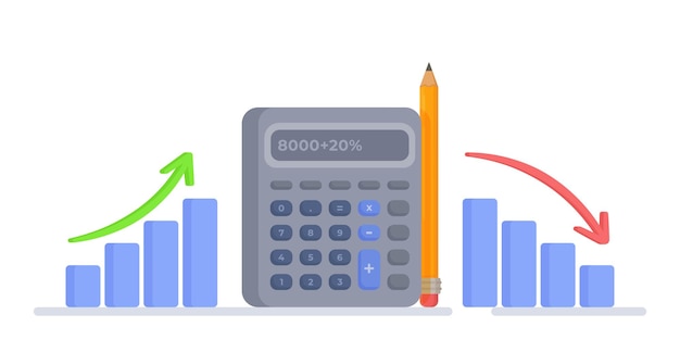 Ilustración vectorial de un gráfico del ascenso y la caída de las finanzas Finanzas e impuestos domésticos