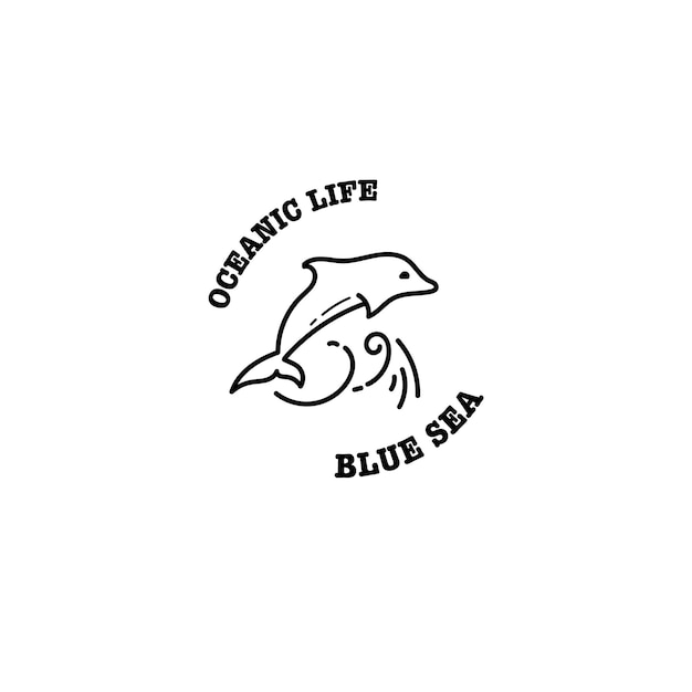 ilustración vectorial gráfico delfín monoline handdrawing logo