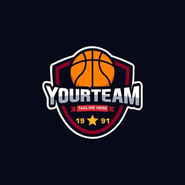 ilustración vectorial gráfico del diseño del logotipo de baloncesto
