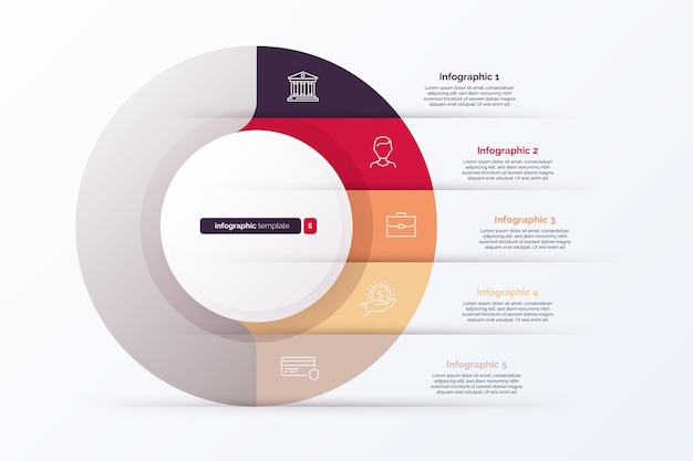 Ilustración vectorial del gráfico infográfico de cinco ciclos de opciones