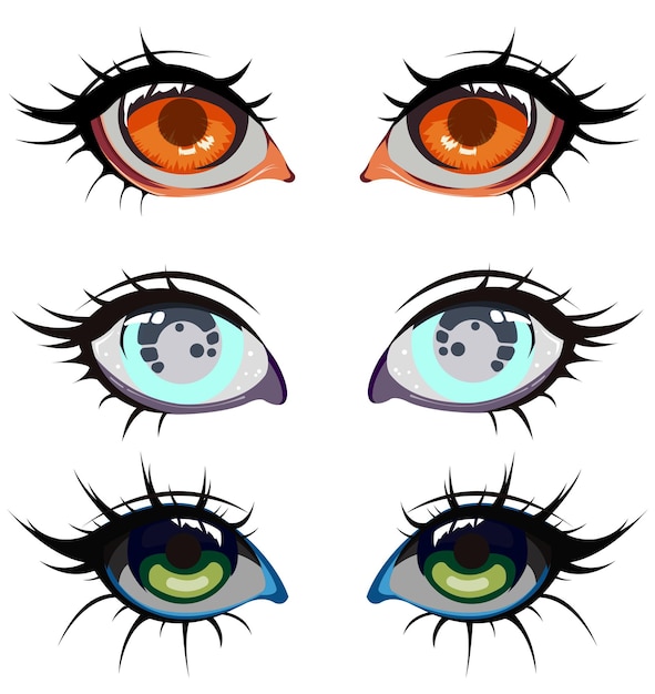 ilustración vectorial gráfico del ojo perfecto para el diseño de animación cartón anime personas ojos