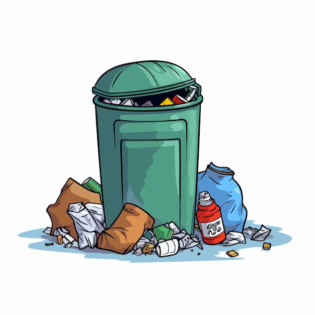 Vector ilustración vectorial de una gran colección de basura y basura