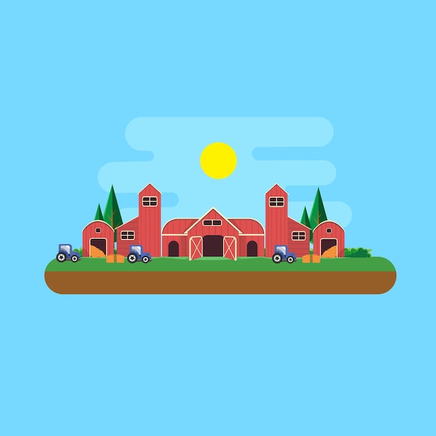 ilustración vectorial de granja con estilo de diseño plano