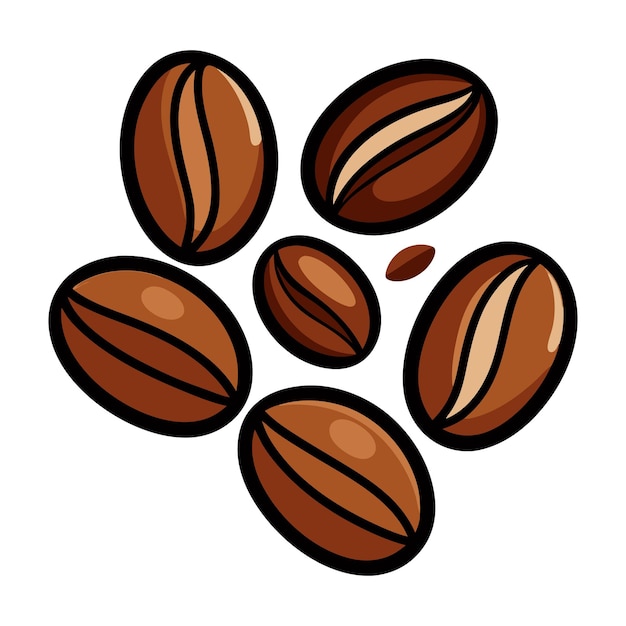 Ilustración vectorial de granos de café al estilo de dibujos animados