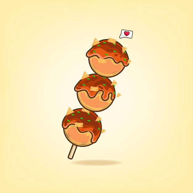 Ilustración vectorial gratuita de bocadillos típicos japoneses de takoyaki