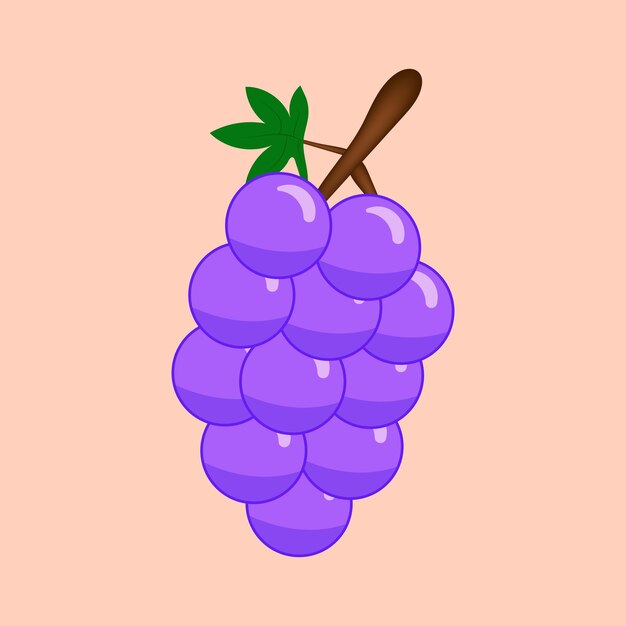 Ilustración vectorial gratuita de uvas con hojas verdes diseño vectorial premium aislado de frutas naturales