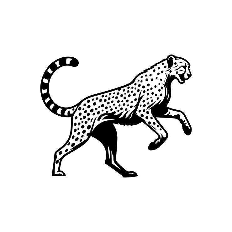 Vector ilustración vectorial de un guepardo enojado saltando aislada en un fondo blanco diseño del icono del logotipo del guepardo