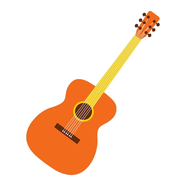 Ilustración vectorial de guitarra en estilo plano instrumento musical instrumentos de cuerda clipart de guitarra