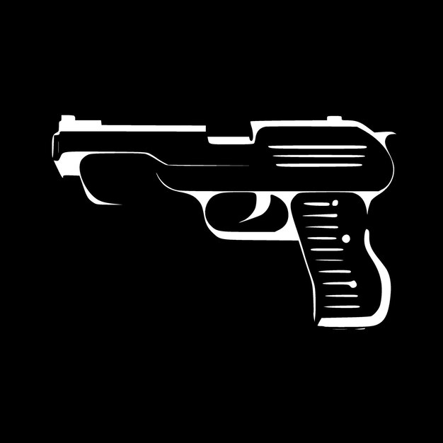 Ilustración vectorial de Gun Minimalist y Flat Logo