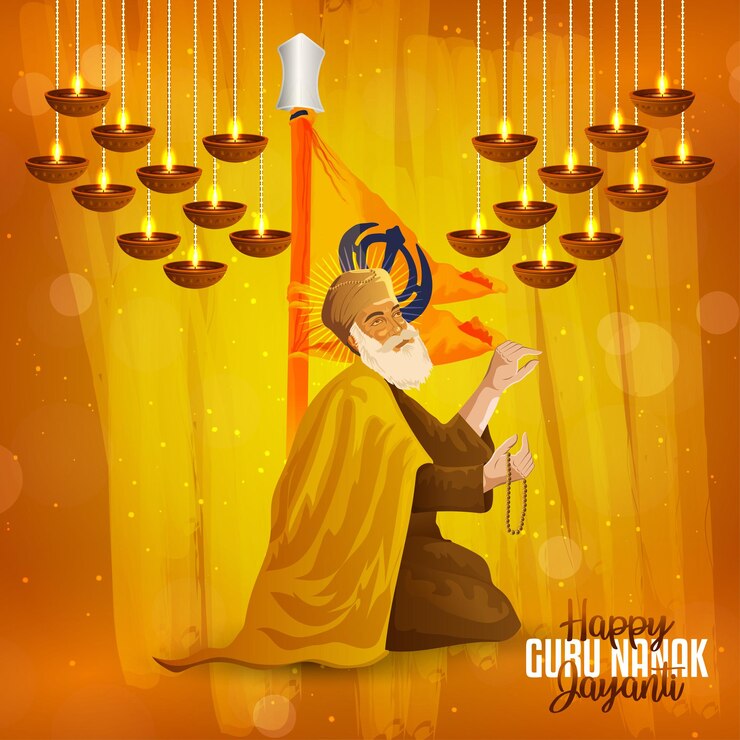 Vector ilustración vectorial de guru nanak dev ji para happy gurpurab