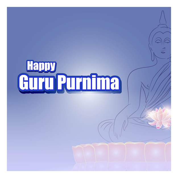 Ilustración vectorial de guru purnima concept banner estudiante expresando gratitud hacia el maestro espiritual