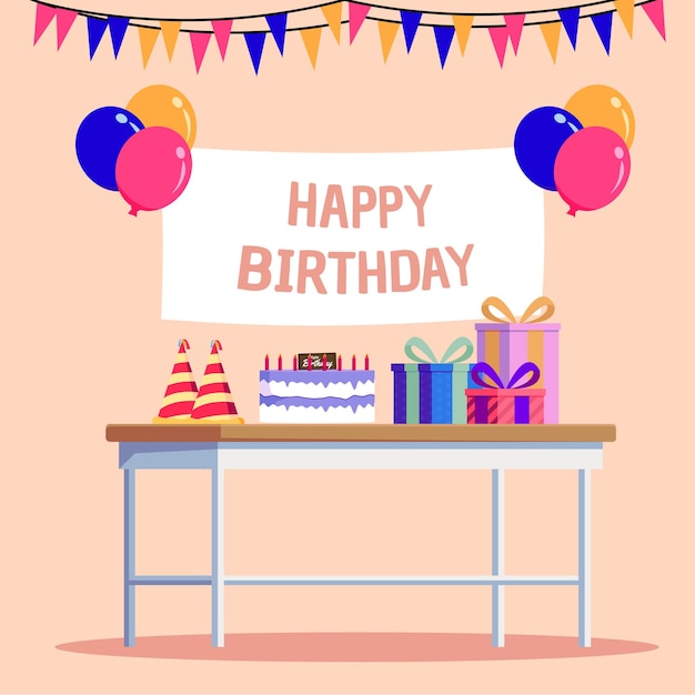 Ilustración Vectorial Habitaciones Feliz Cumpleaños