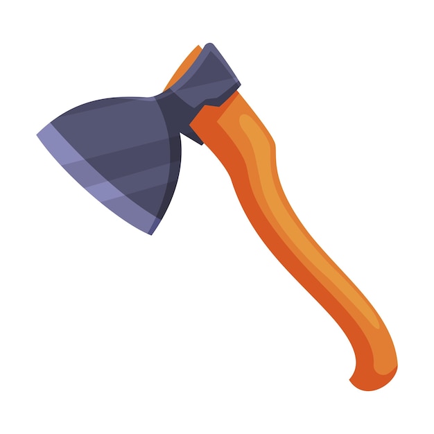 Ilustración vectorial de hacha con cabeza o cuchilla de acero y mango de madera
