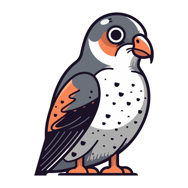 Vector ilustración vectorial del halcón peregrino aislado en fondo blanco