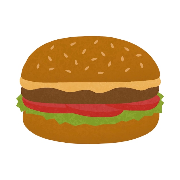 Ilustración vectorial de hamburguesa La hamburguesa tiene queso, carne, tomate y lechuga