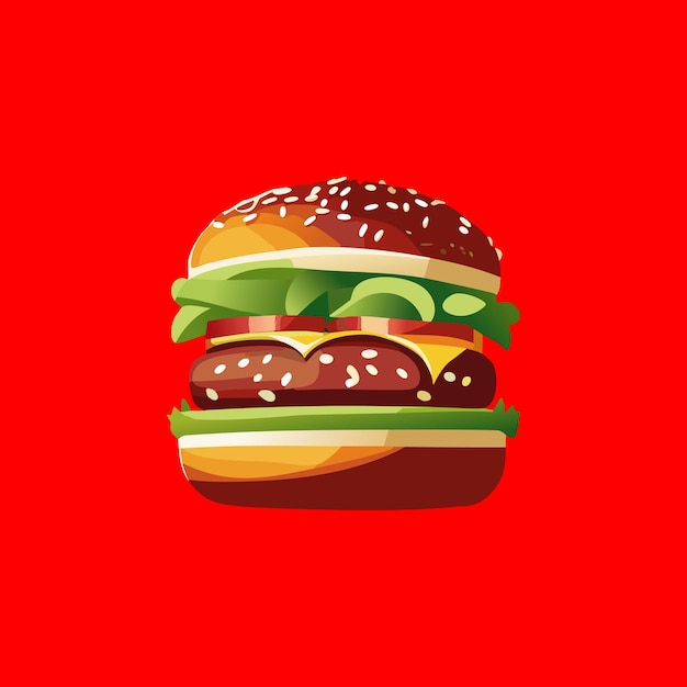 Vector ilustración vectorial de una hamburguesa jugosa