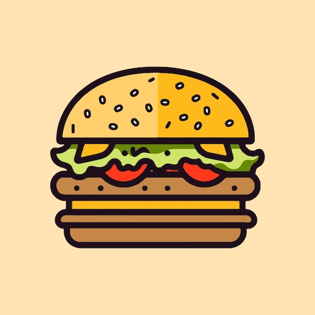 Ilustración vectorial de una hamburguesa sobre fondo marrón