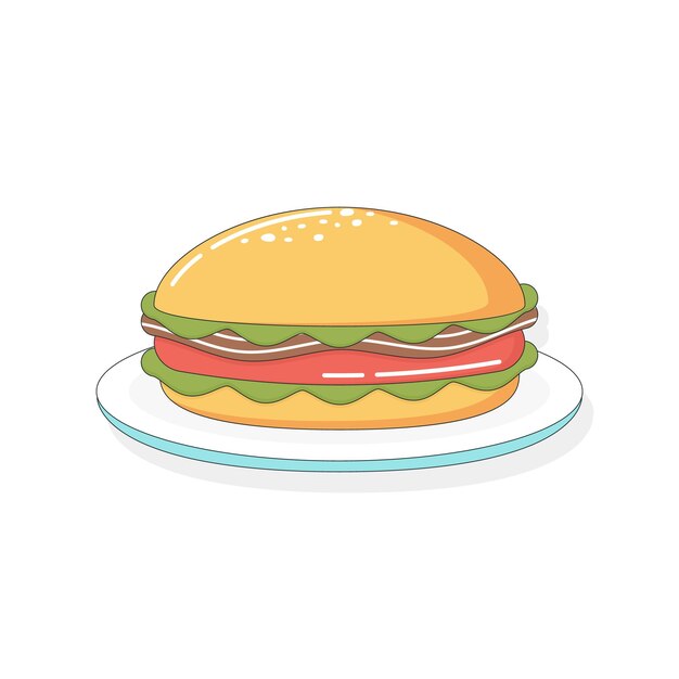 Vector ilustración vectorial de hamburguesas en estilo plano