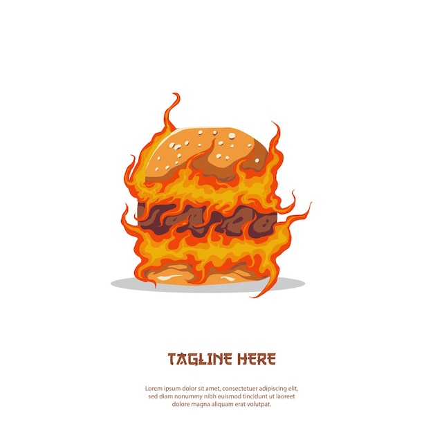 Vector ilustración vectorial de hamburguesas sobre el fuego