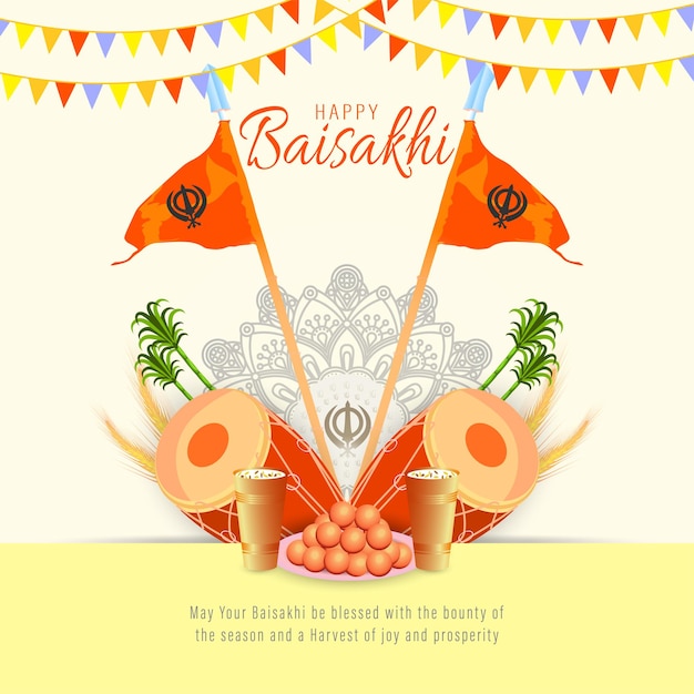 Ilustración vectorial de happy baisakhi celebration vaisakhi también conocido como festival baisakhi