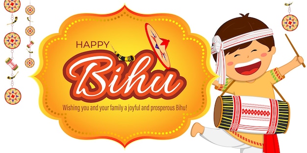 Ilustración vectorial para happy bohag bihu