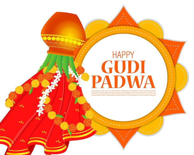 Ilustración vectorial de Happy Gudi Padwa desea saludar