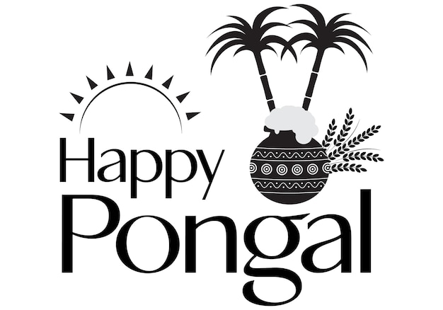 Ilustración vectorial de Happy Pongal Pongal es un festival de la cosecha que se celebra en Tamil Nadu, India