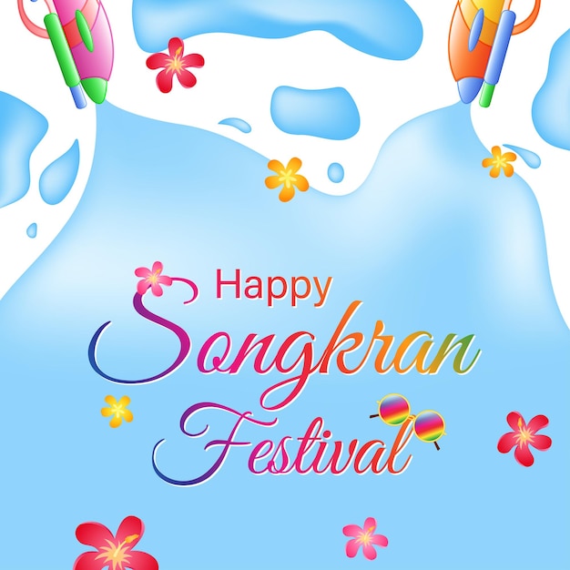 Ilustración vectorial de Happy Songkran Festival desea tarjeta de felicitación