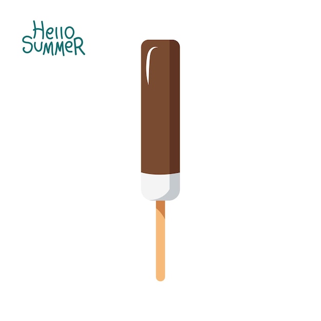 Ilustración vectorial de helado de chocolate tema de verano