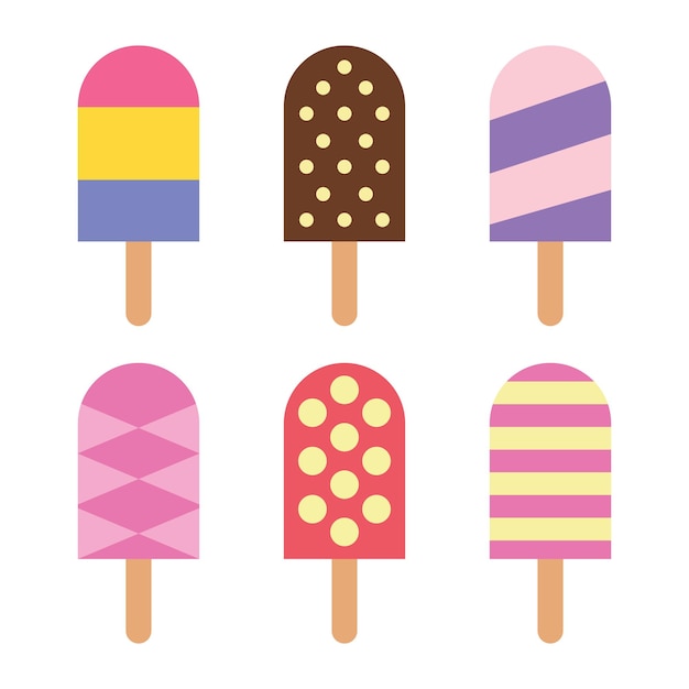 Ilustración vectorial de helados de estilo plano