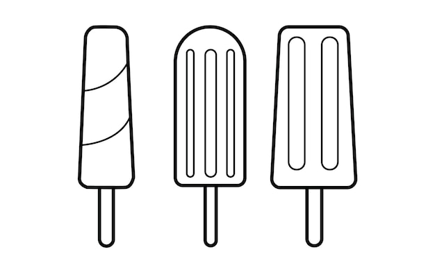 Ilustración vectorial de helados o paletas heladas en tres formas diferentes perfectas para web e impresión