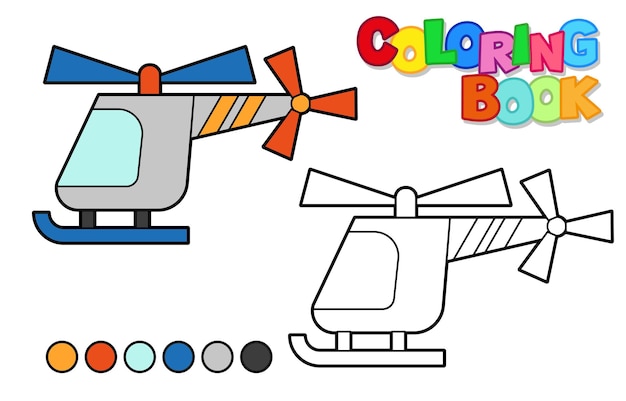 Vector ilustración vectorial de un helicóptero libro para colorear para niños nivel simple