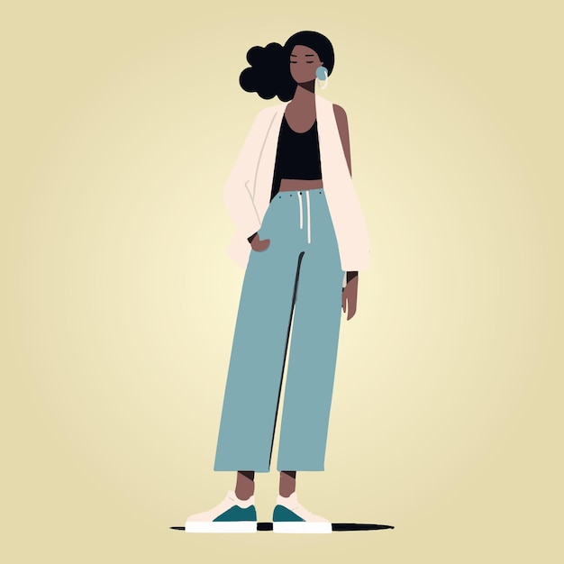 ilustración vectorial hermosa moda mujer negra