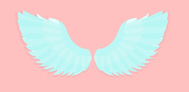 Vector ilustración vectorial de hermosas alas de ángel aisladas sobre fondo rosa