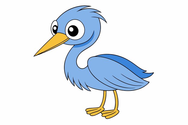 Ilustración vectorial de Heron encantadora Clipart de dibujos animados y diseño de arte de líneas para gráficos imprimibles