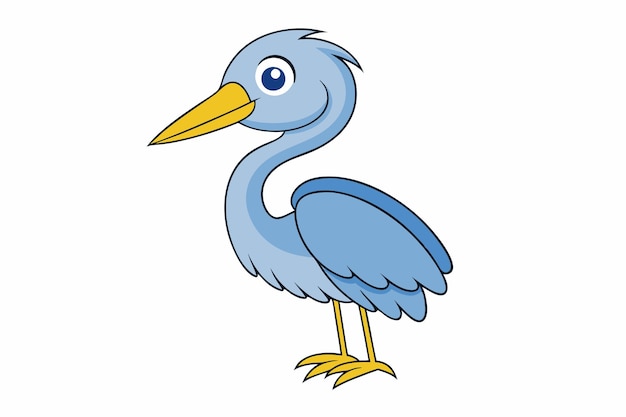 Ilustración vectorial de Heron encantadora Clipart de dibujos animados y diseño de arte de líneas para gráficos imprimibles