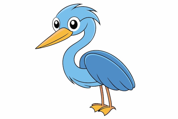 Ilustración vectorial de Heron encantadora Clipart de dibujos animados y diseño de arte de líneas para gráficos imprimibles
