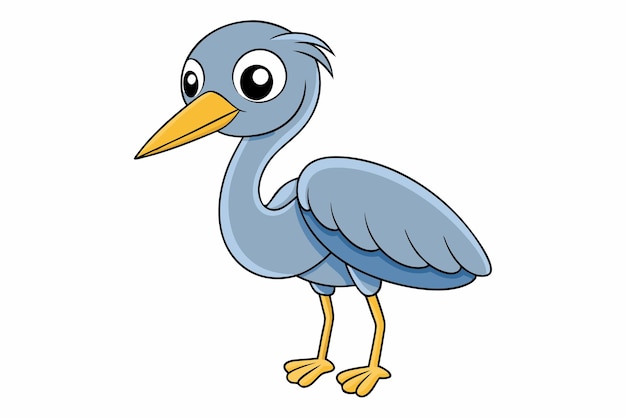 Ilustración vectorial de Heron encantadora Clipart de dibujos animados y diseño de arte de líneas para gráficos imprimibles