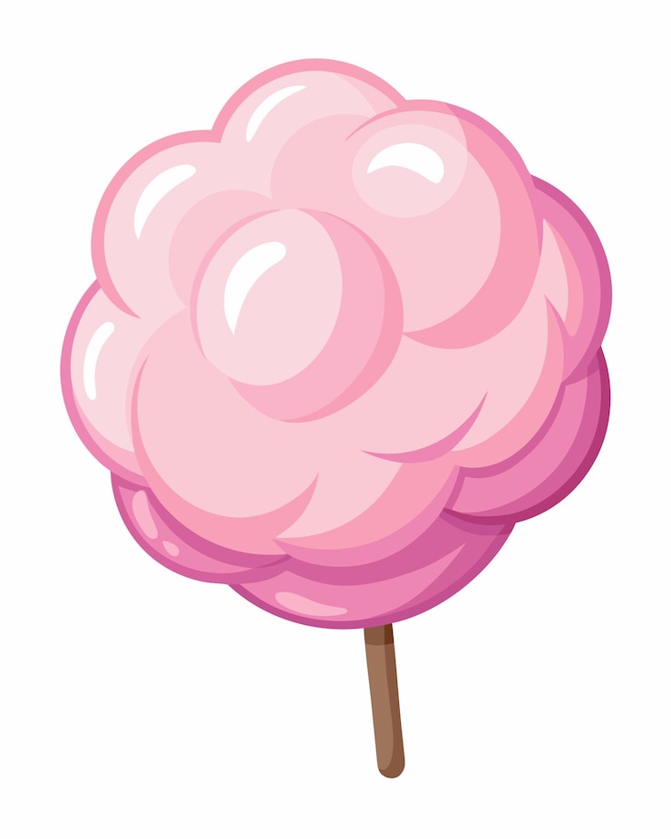 Vector ilustración vectorial de hilo de algodón de caramelo aislada sobre un fondo blanco