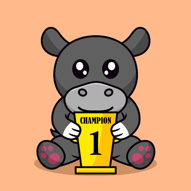 Ilustración vectorial de un hipopótamo y un animal chibi