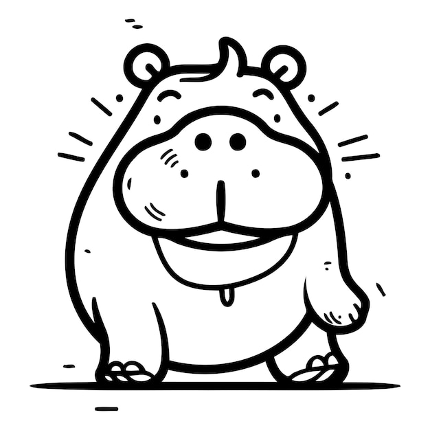 Ilustración vectorial de un hipopótamo gracioso