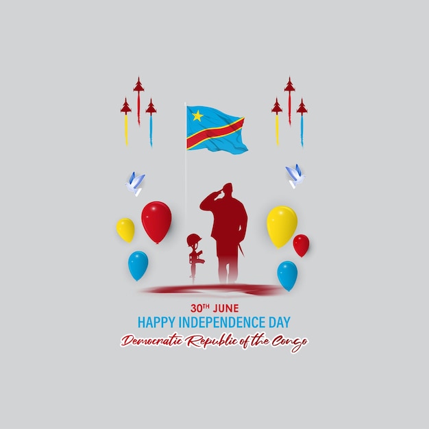 Ilustración vectorial de la historia de las redes sociales del Día de la Independencia de la República Democrática del Congo