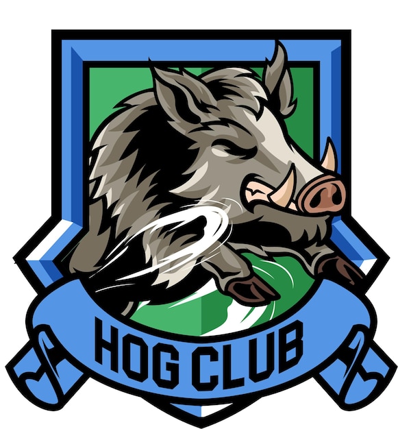 Ilustración vectorial Hog en vista lateral con el texto HOG CLUB Logotipo de Esport