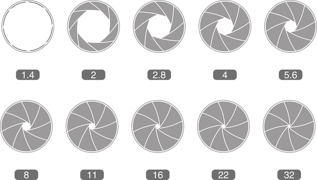 Ilustración vectorial de las hojas de apertura de una lente