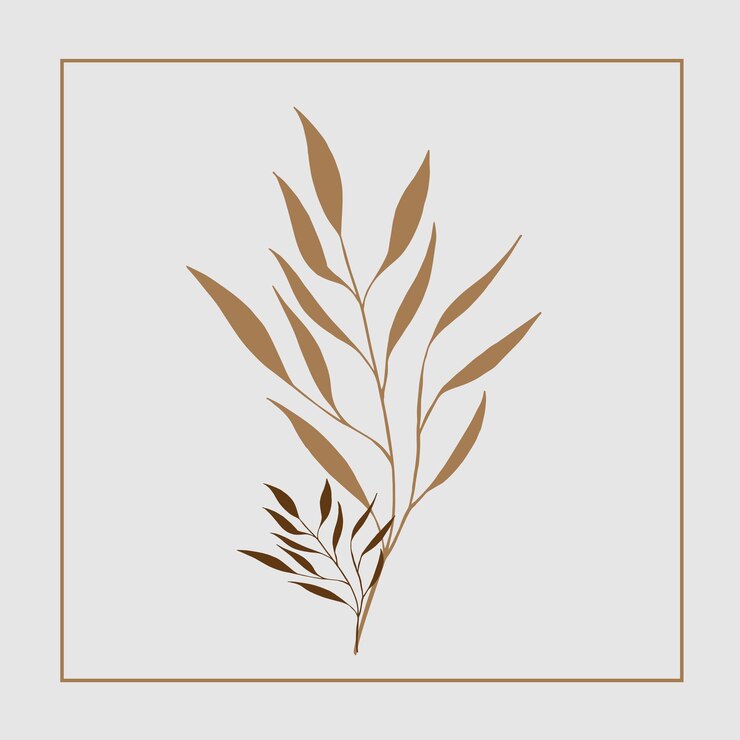 Ilustración vectorial de hojas y plantas en un marco cuadrado