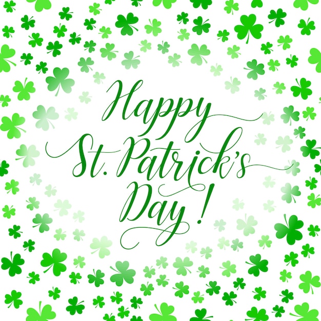 Ilustración vectorial de hojas de trébol sobre fondo blanco del Día de San Patricio
