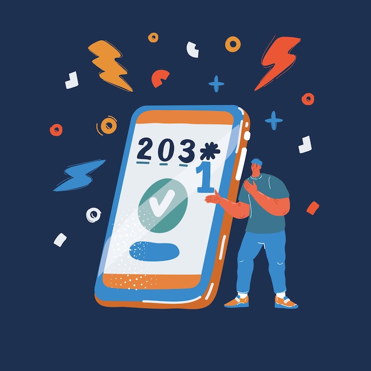 Vector ilustración vectorial de un hombre con código pin sobre un fondo oscuro