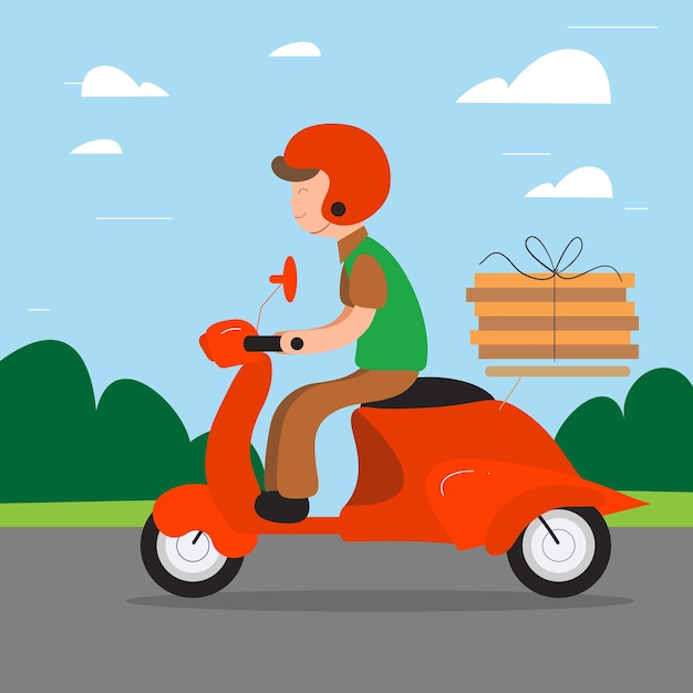 Ilustración vectorial de un hombre montando una motocicleta