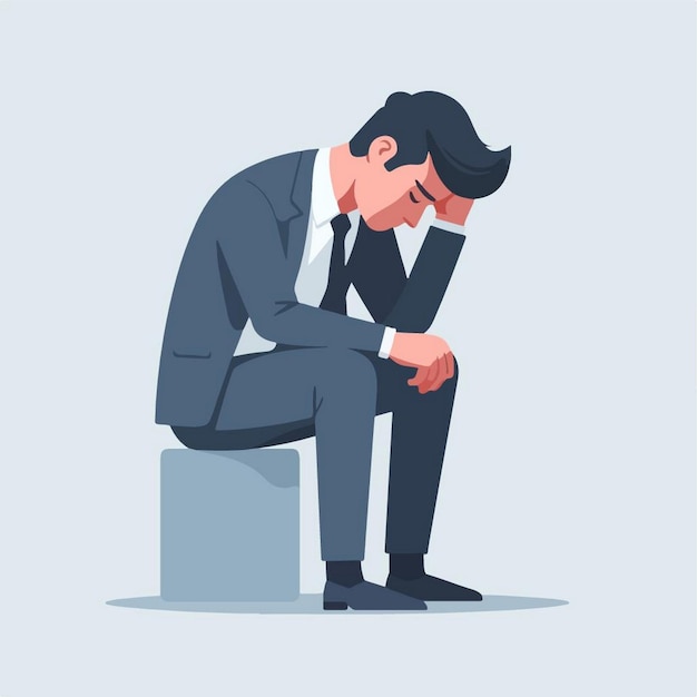 Ilustración vectorial de un hombre de negocios deprimido