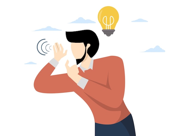 ilustración vectorial del hombre de negocios escuchando información para entender ideas